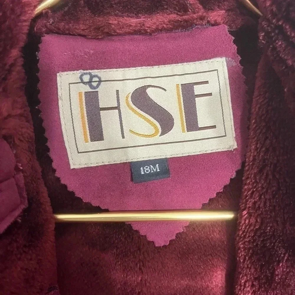 Girls Burgundy Faux Suede Hooded Coat with‎ Faux Fur Trim and Lining